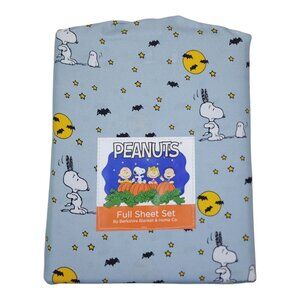 Peanuts Snoopy Halloween Fall Full Double Sheets Berkshire Ghosts Bat Stars Blue